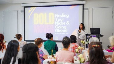 Maria Tran speaking at the International Women's Day event held at Fairfield City HQ