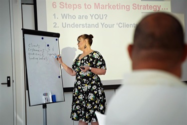 Presenter at Beginners Guide to Marketing workshop in Community Business Hub in Fairfield City HQ