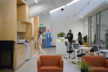 Guests in kitchen facilities during the launch of Fairfield City HQ