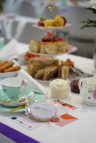 High tea set up for International Women's Day at Fairfield City HQ