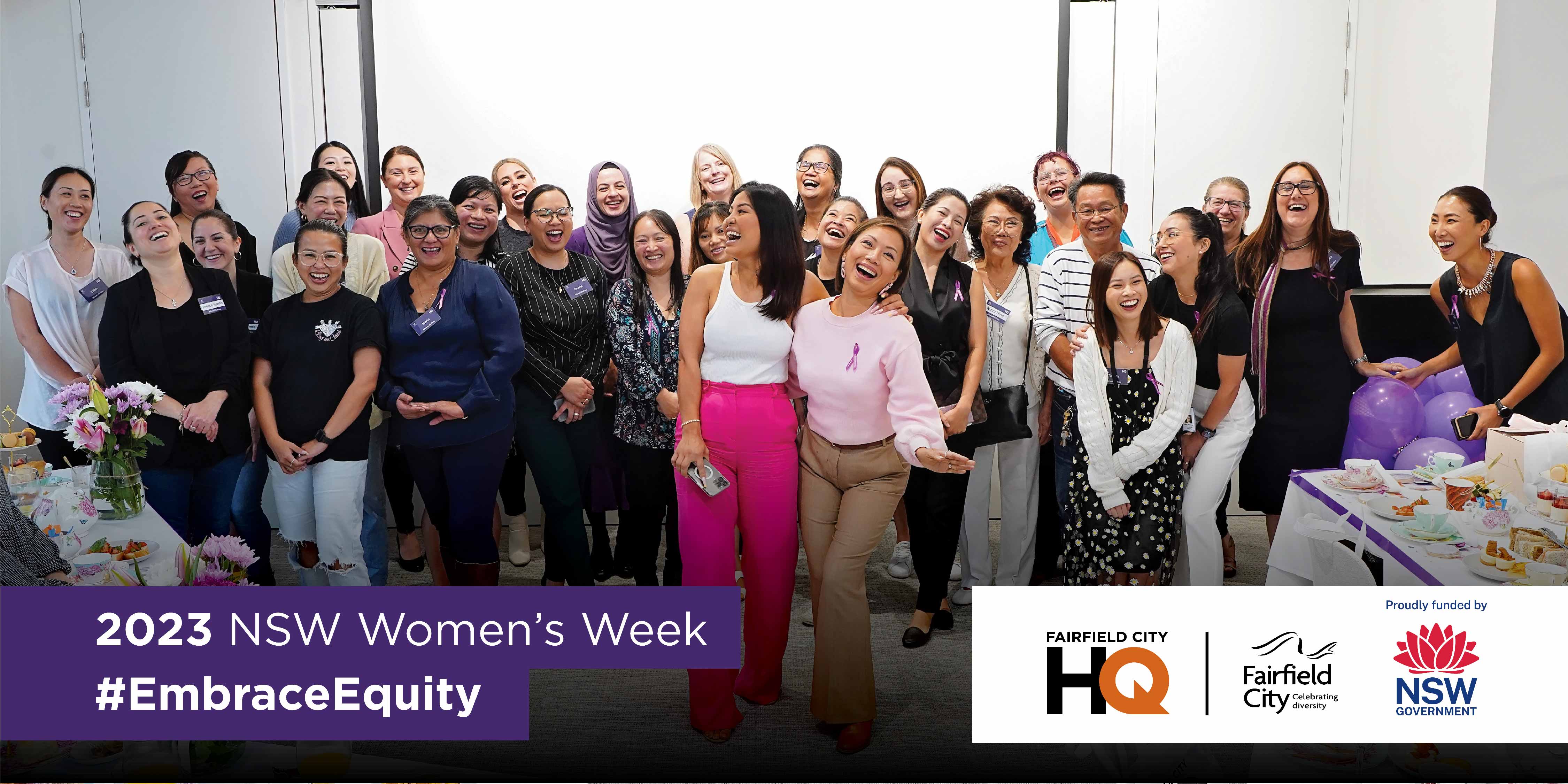 Group photo of attendees at the International Women's Day 2022 high tea event