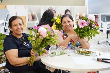 Attendees at the flower workshop for International Women's Day 2023