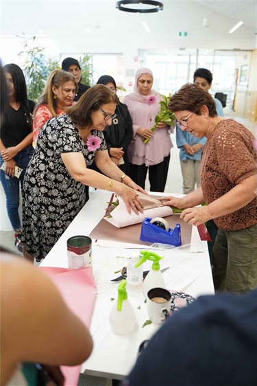 Attendees at the flower workshop for International Women's Day 2023