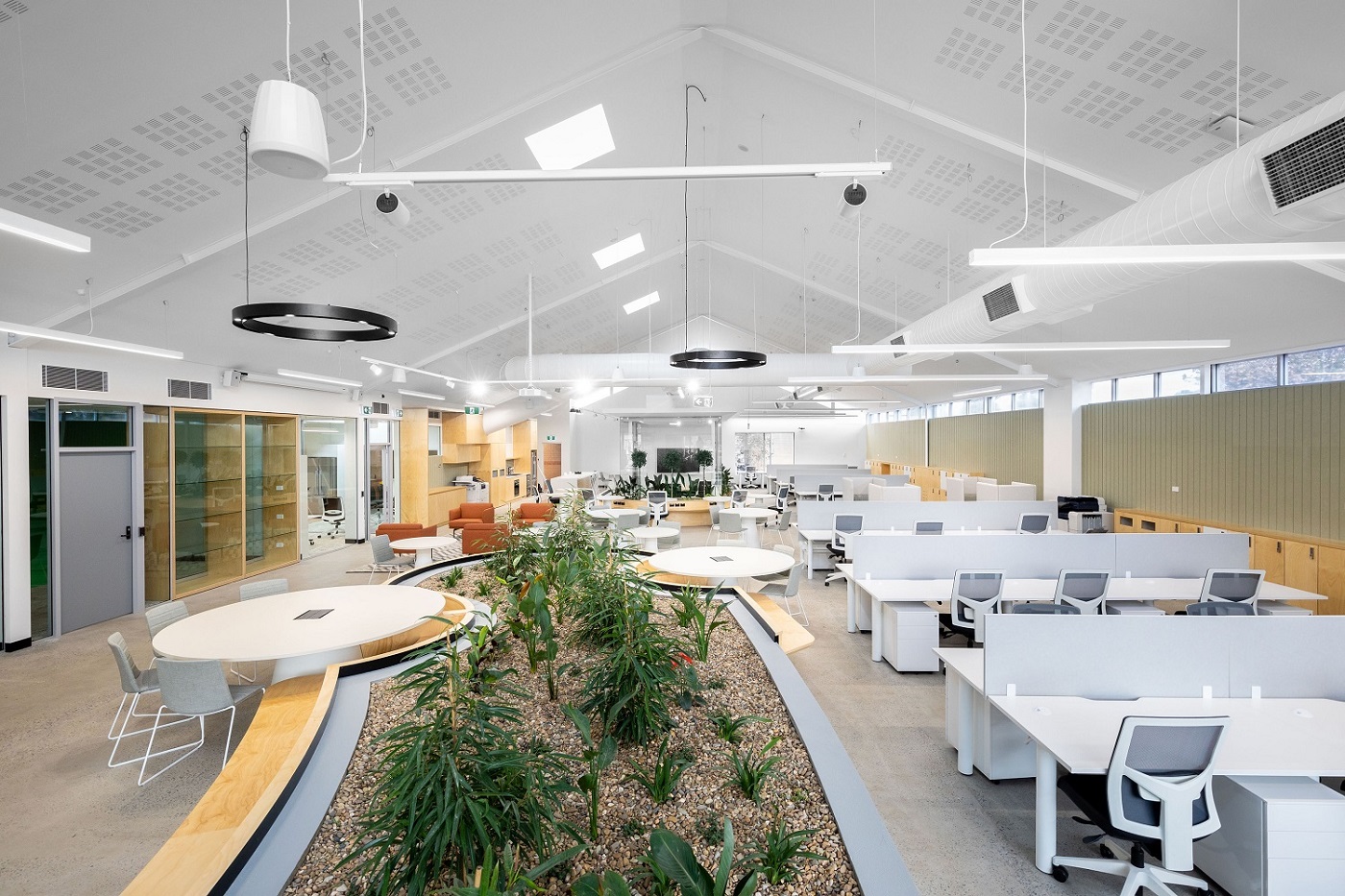 Elevated view of Fairfield City HQ community and business space