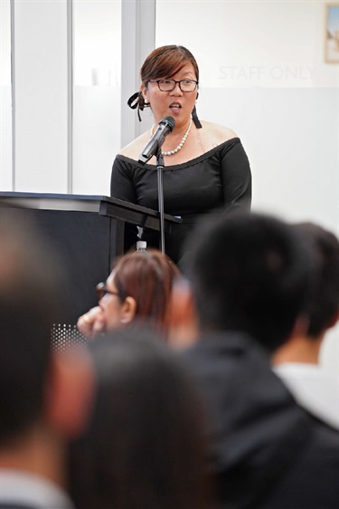 Rebecca Di Noia speaking at Small Business Month event at Fairfield City HQ