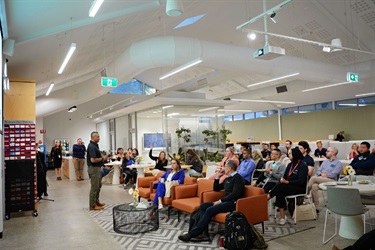 Photo of Jeff Walker speaking at Small Business Month 2023 held at Fairfield City HQ