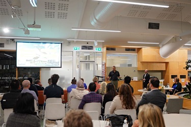 Photo of Jeff Walker speaking at Small Business Month 2023 held at Fairfield City HQ