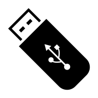 Black and white USB flash drive icon