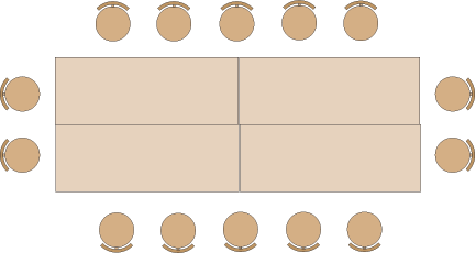 Top view illustration of boardroom Style floor layout for Fairfield City HQ Community Space