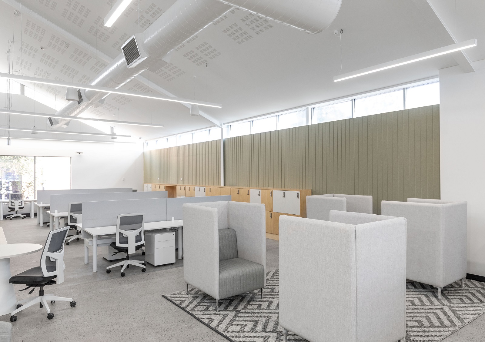 Co-working space featuring hot desks and private chairs in Fairfield City HQ