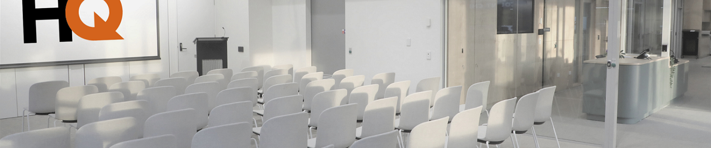 Inside of Community Hub Space in Fairfield City HQ with chairs and projector